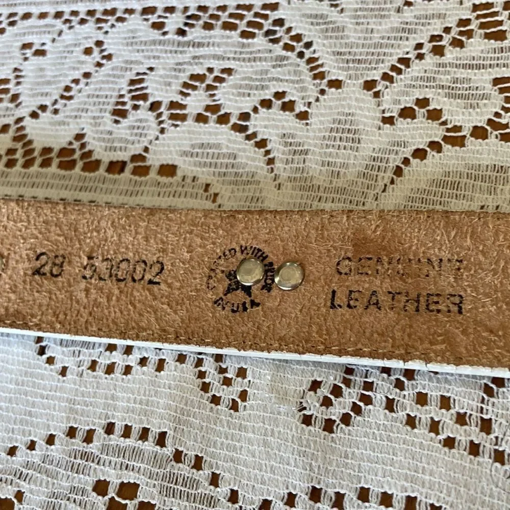 Vintage Southwestern Rodeo Boho Silver Creek Leather 90’s Y2K Embellished Belt